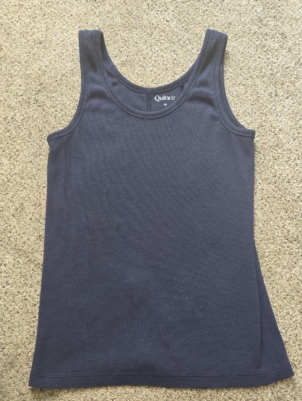 Organic Cotton Micro‑Rib Scoop Neck Tank – Navy Blue – Size M 💙